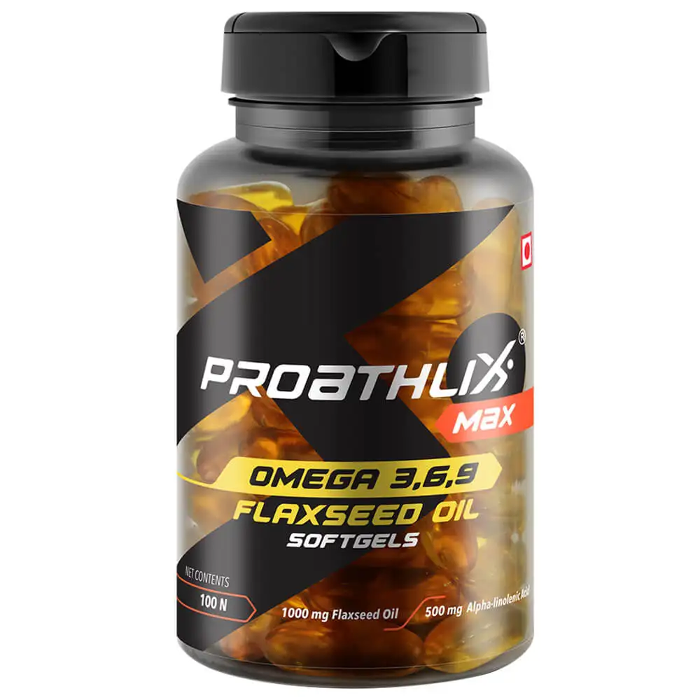 Proathlix Omega 3 6 9 Faxseed Oil Max,  100 softgels