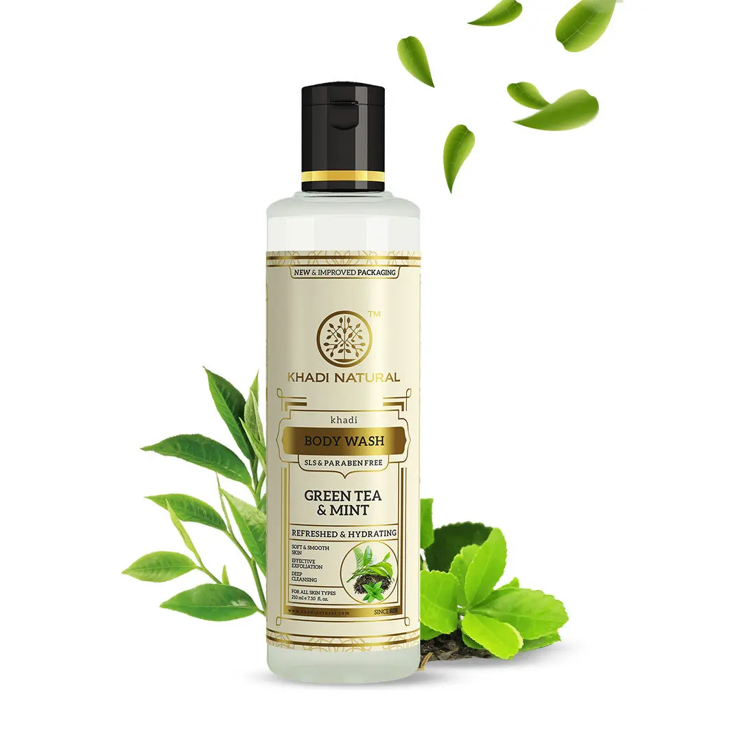 Khadi Natural Green Tea & Mint Body Wash| Soft & Smooth Skin| SLS & Paraben Free (210ml)