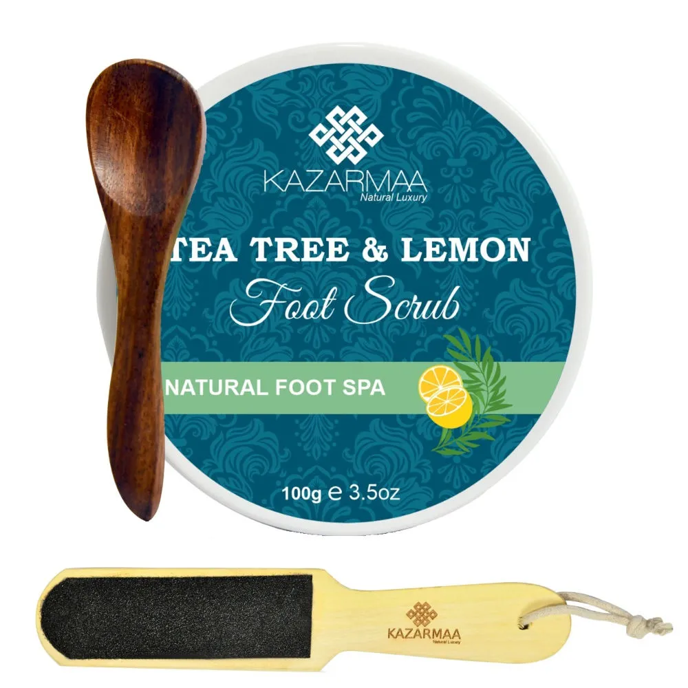 Kazarmaa Tea Tree And Lemon Foot Scrub With Jojoba Oil And Foot Scrubber Tool