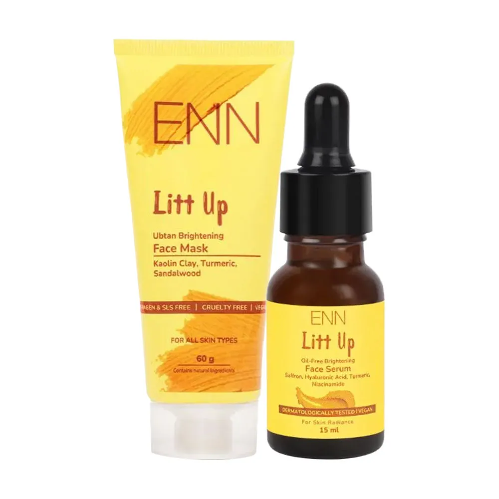 ENN Litt Up Ubtan Brightening Face Mask & Oil-free Brightening Serum Kit