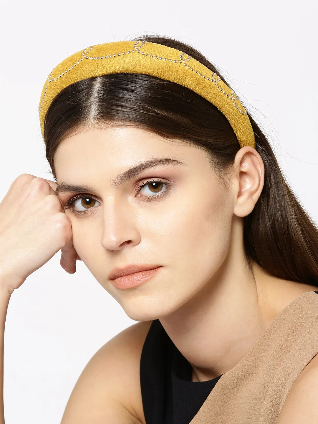 Blueberry Yellow Colour Beaded Detailing Hairband