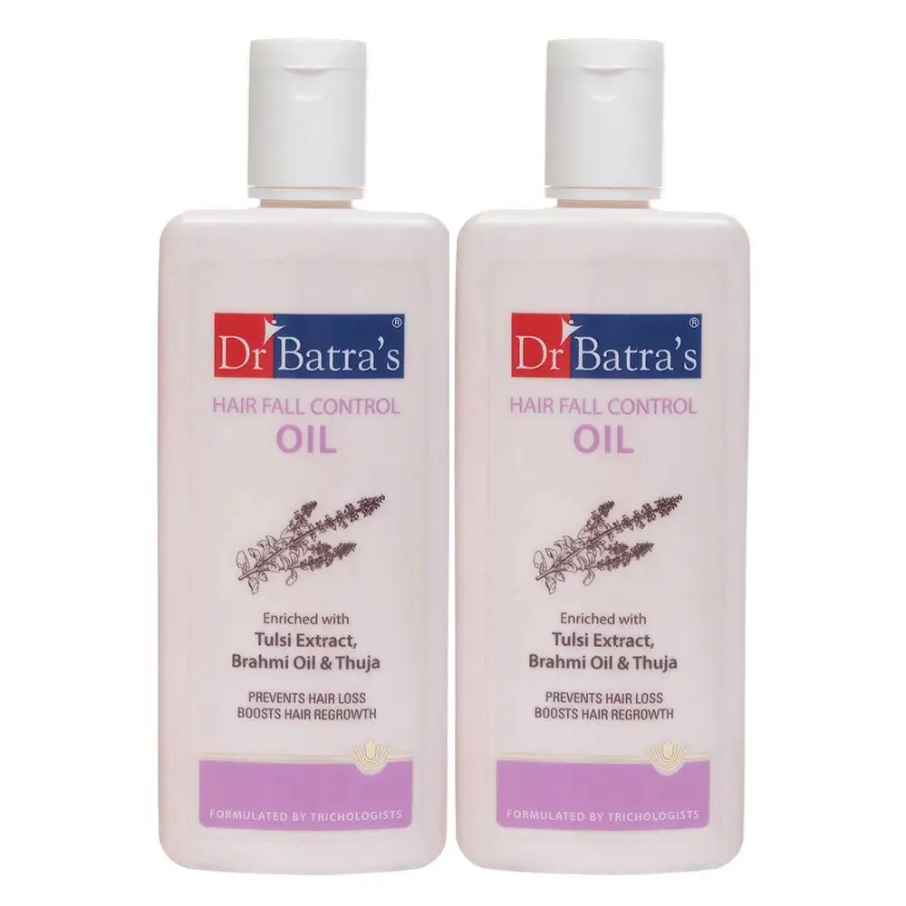 Dr Batra's Hair Fall Control Oil (Pack of 2),  200 ml  Enriched with Tulsi Extract, Brahmi Oil & Thuja