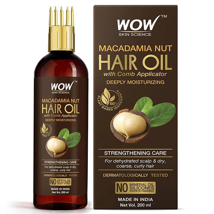 WOW Skin Science Macadamia Nut Hair Oil - With Comb Applicator