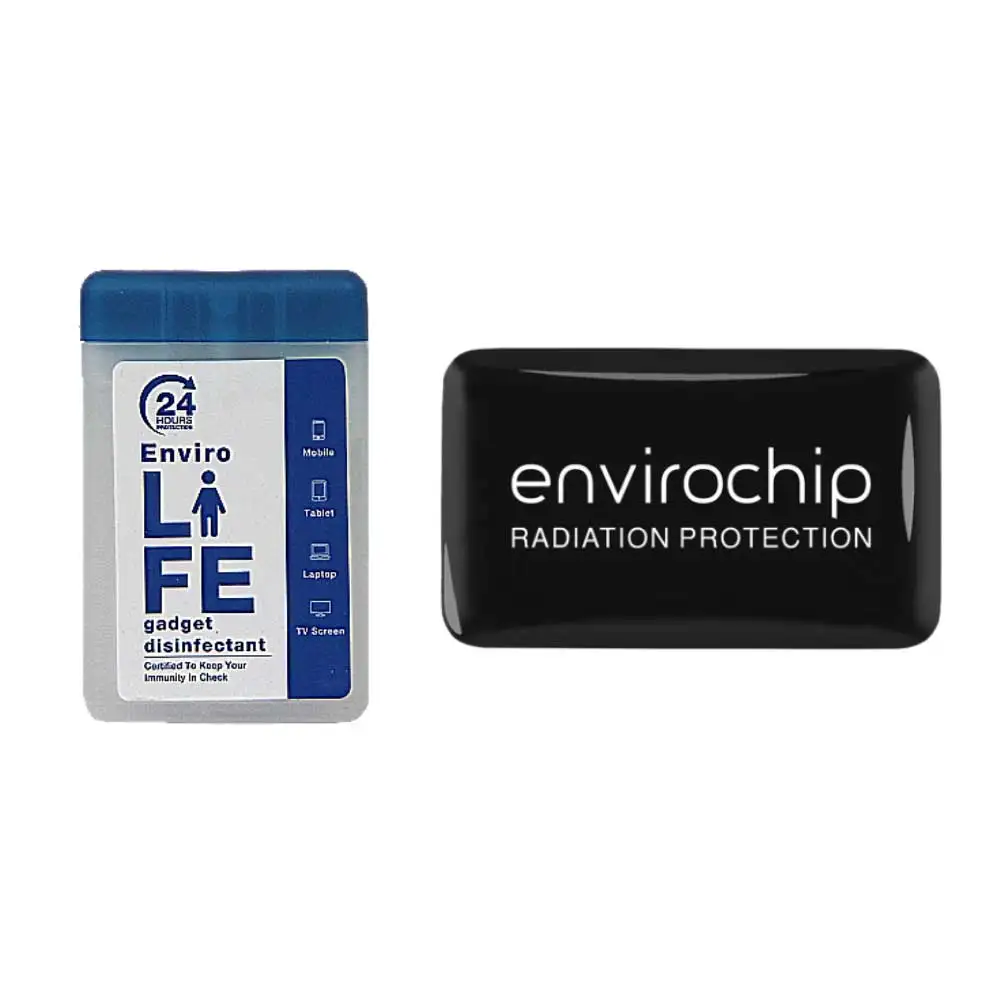 Envirolife Gadget Sanitizer Spray and Envirochip Radiation Protection,  Fragrance Free  2 Piece(s)/Pack  Value Pack of 2 (1 Pocket Pack of Gadget Disinfectant and 1 Single Pack of Envirochip)