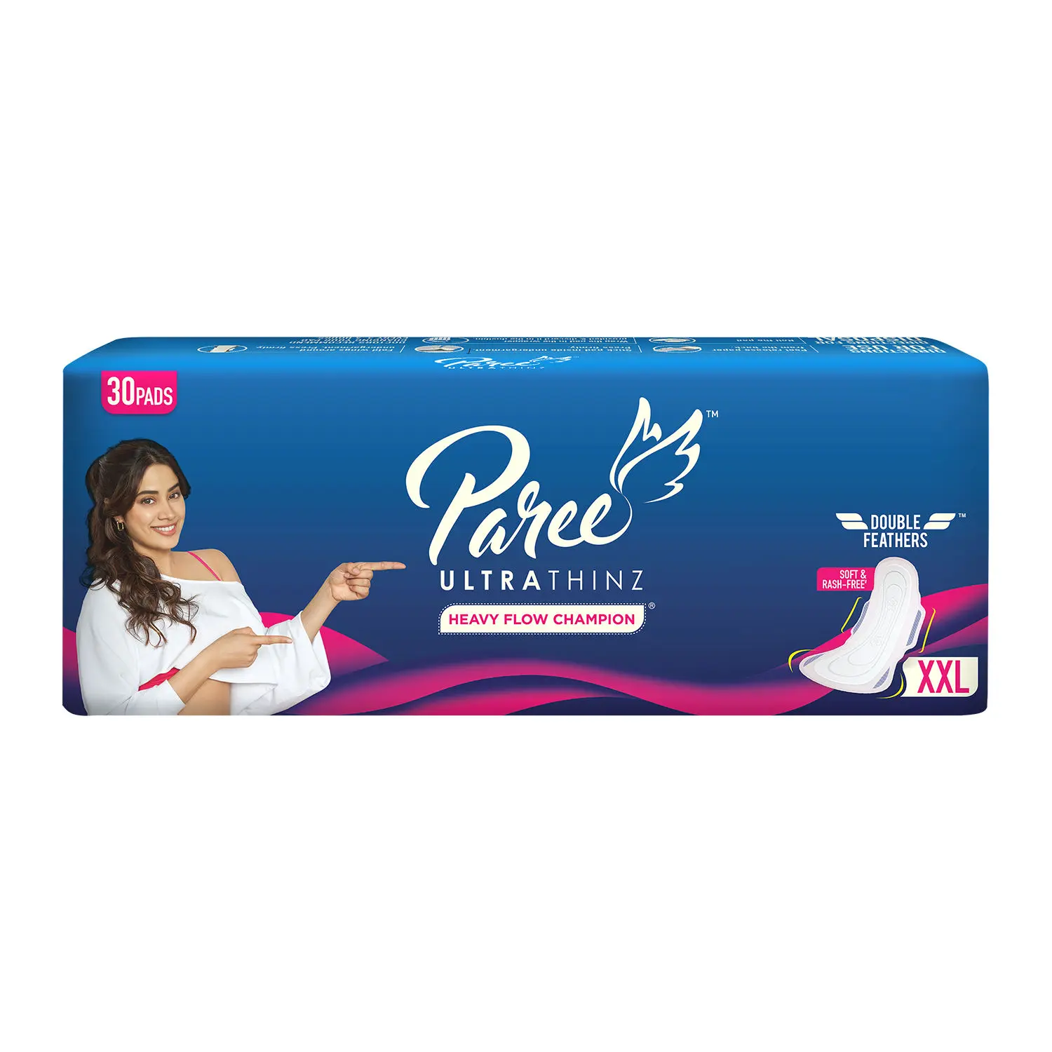 Paree Ultra Thinz Soft & Rash Free Sanitary Pads For Heavy Flow 30 Pads- XXL (Tri-Fold)