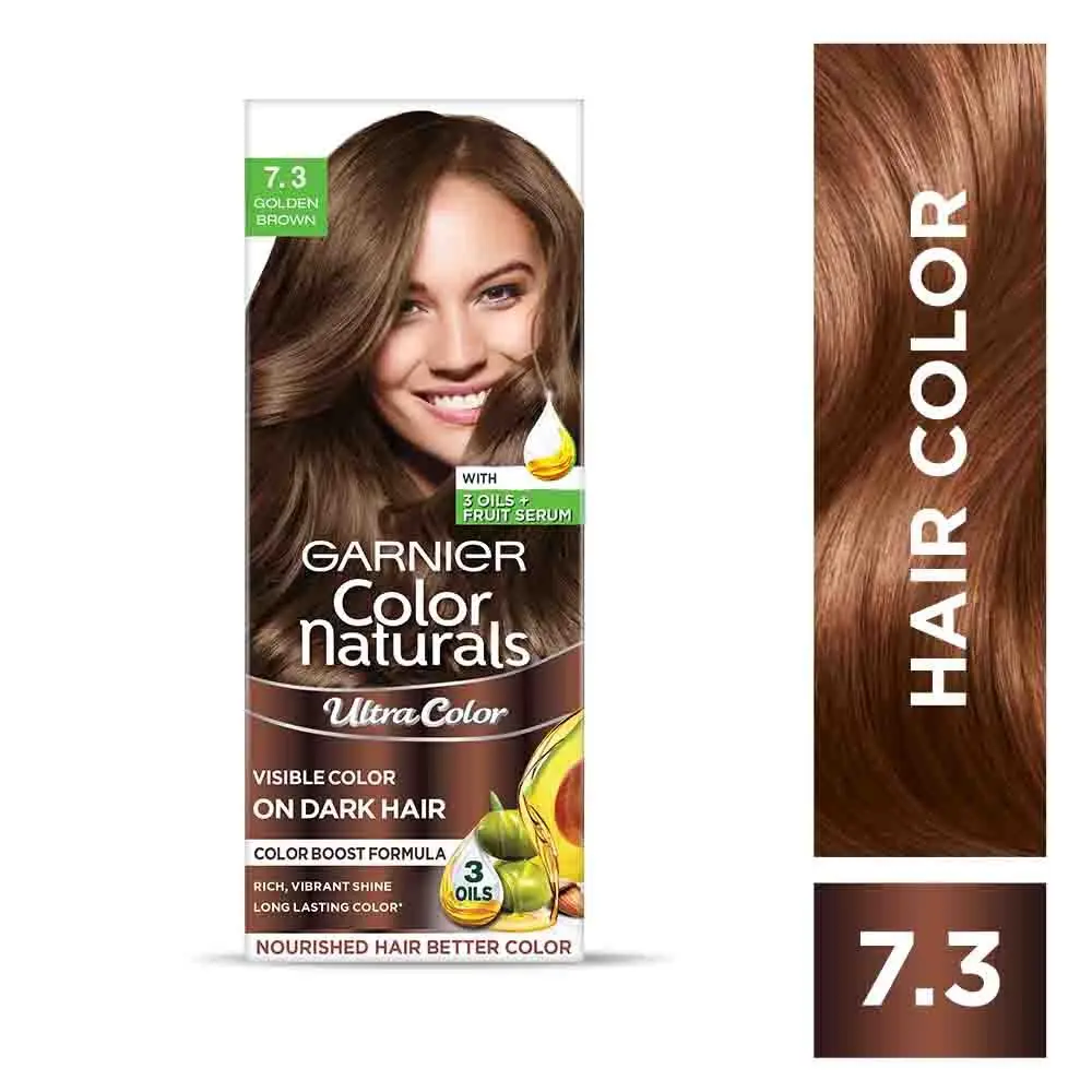 Garnier Color Naturals Creme Riche Hair Color, 7.3 Golden Brown, ( 55 ml + 50 g )