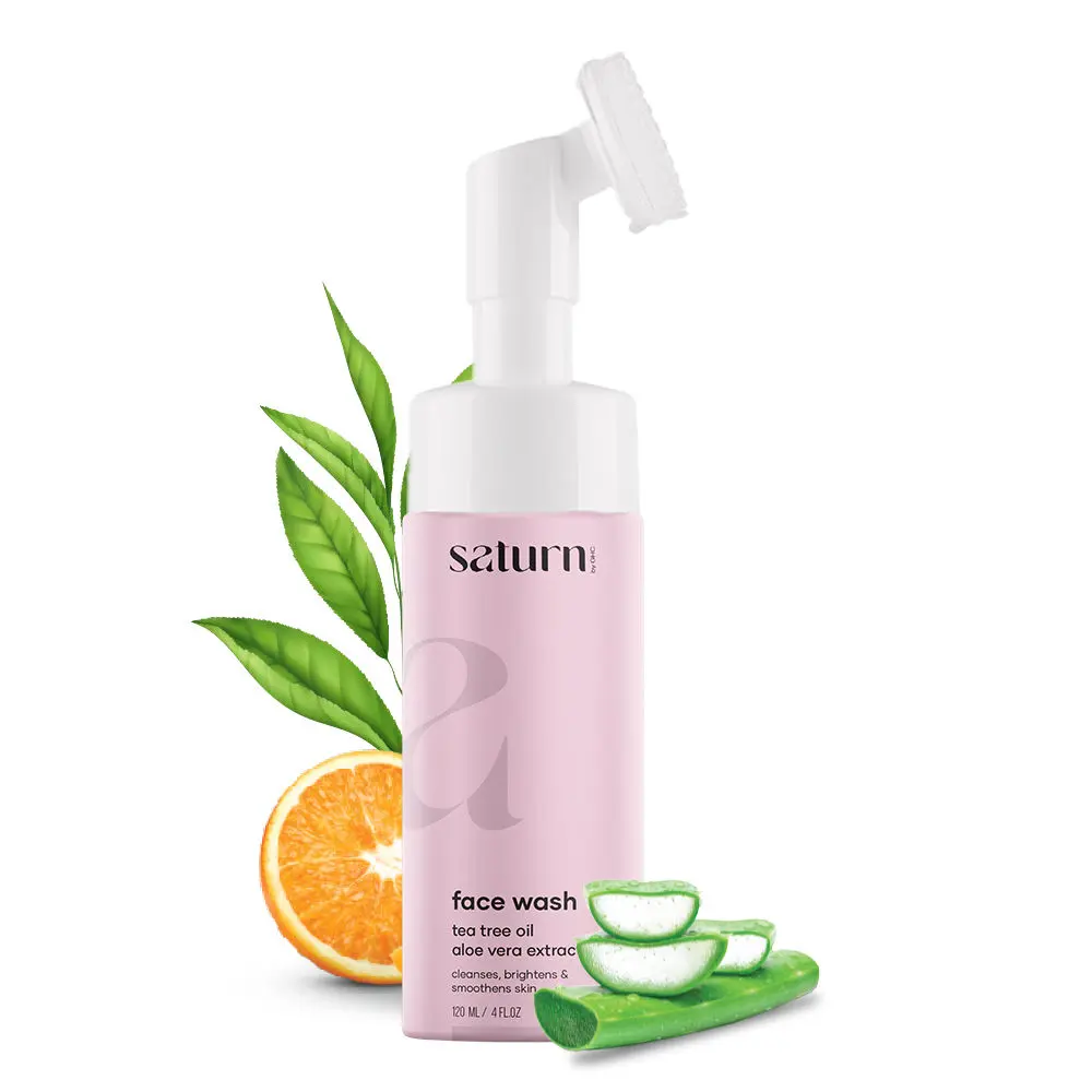 Saturn by GHC Foaming Face Wash With Deep Cleansing Brush for Acne & Oil Control | With Tea Tree , Aloe Vera & Essential Oils | Chemical Free