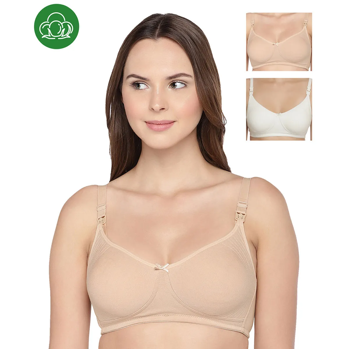 Inner Sense Women's Full Cup Nursing Bra Pack of 3 - Multi-Color