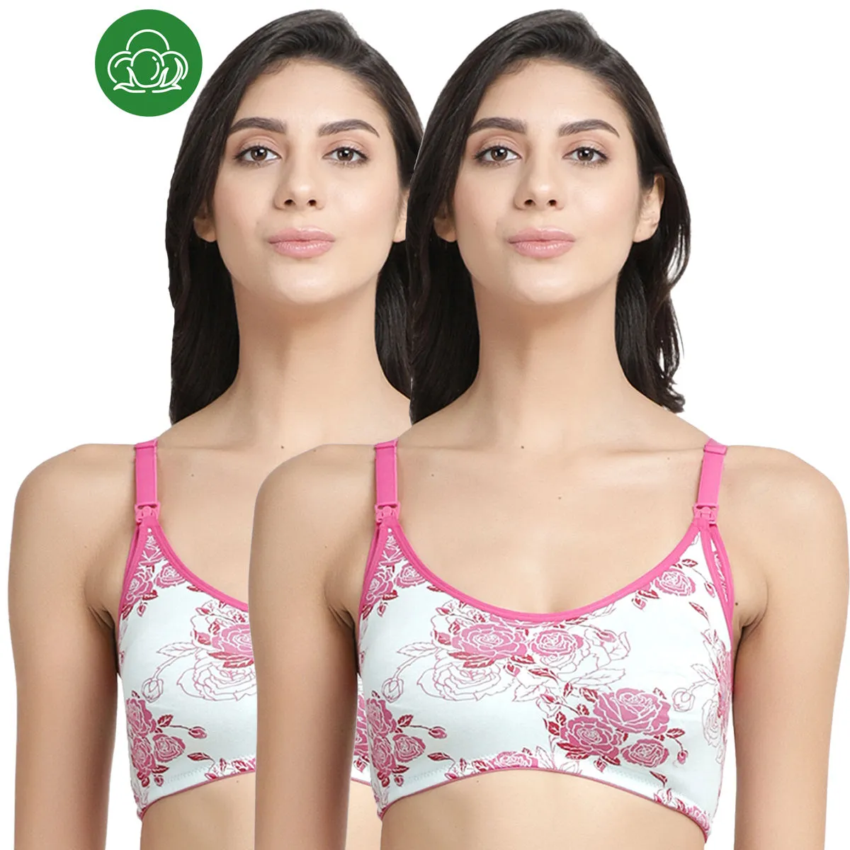 Inner Sense Organic Antimicrobial Soft Nursing Bra Combo of 2 - Pink