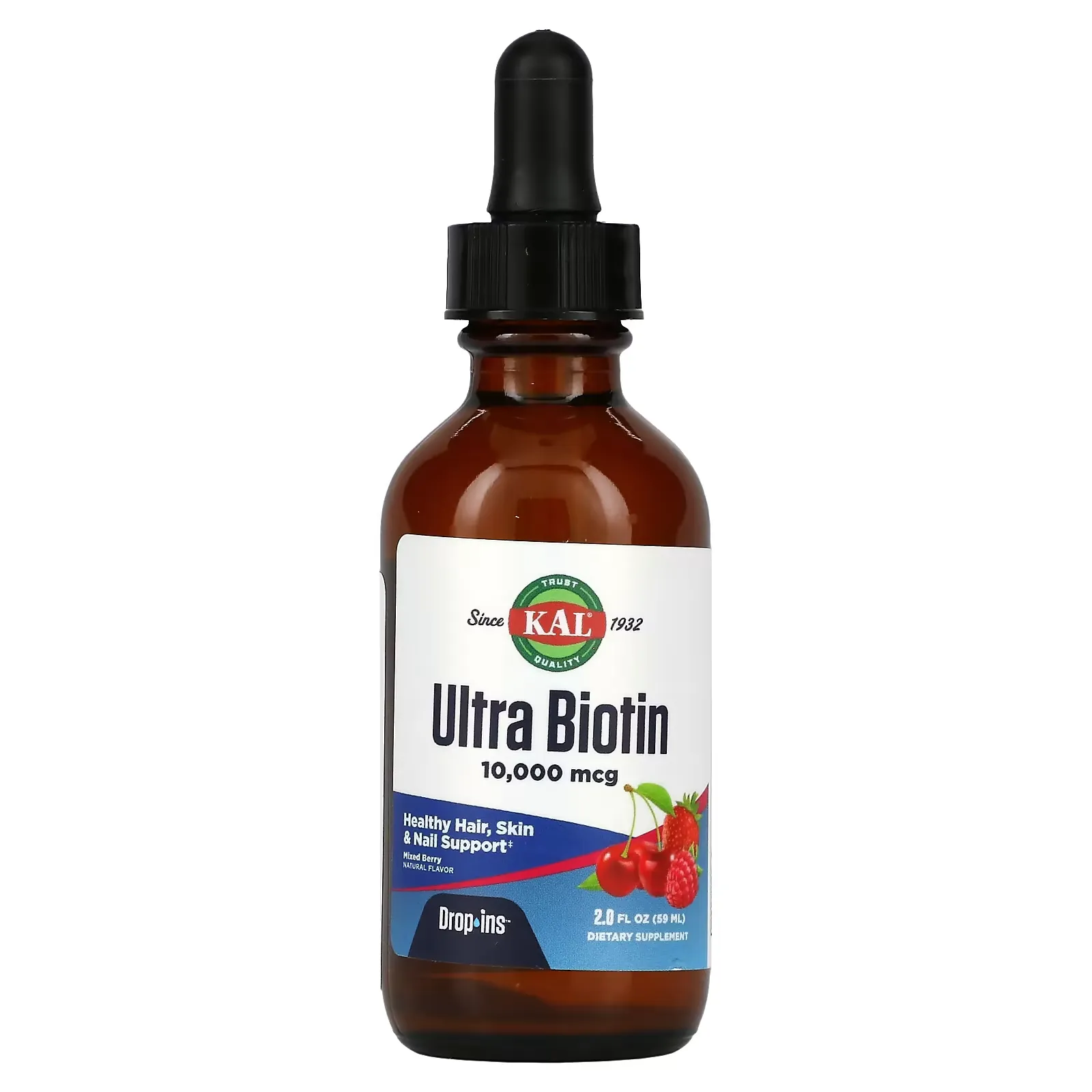 Ultra Biotin,  Mixed Berry, 10,000 mcg, 2 fl oz (59 ml)