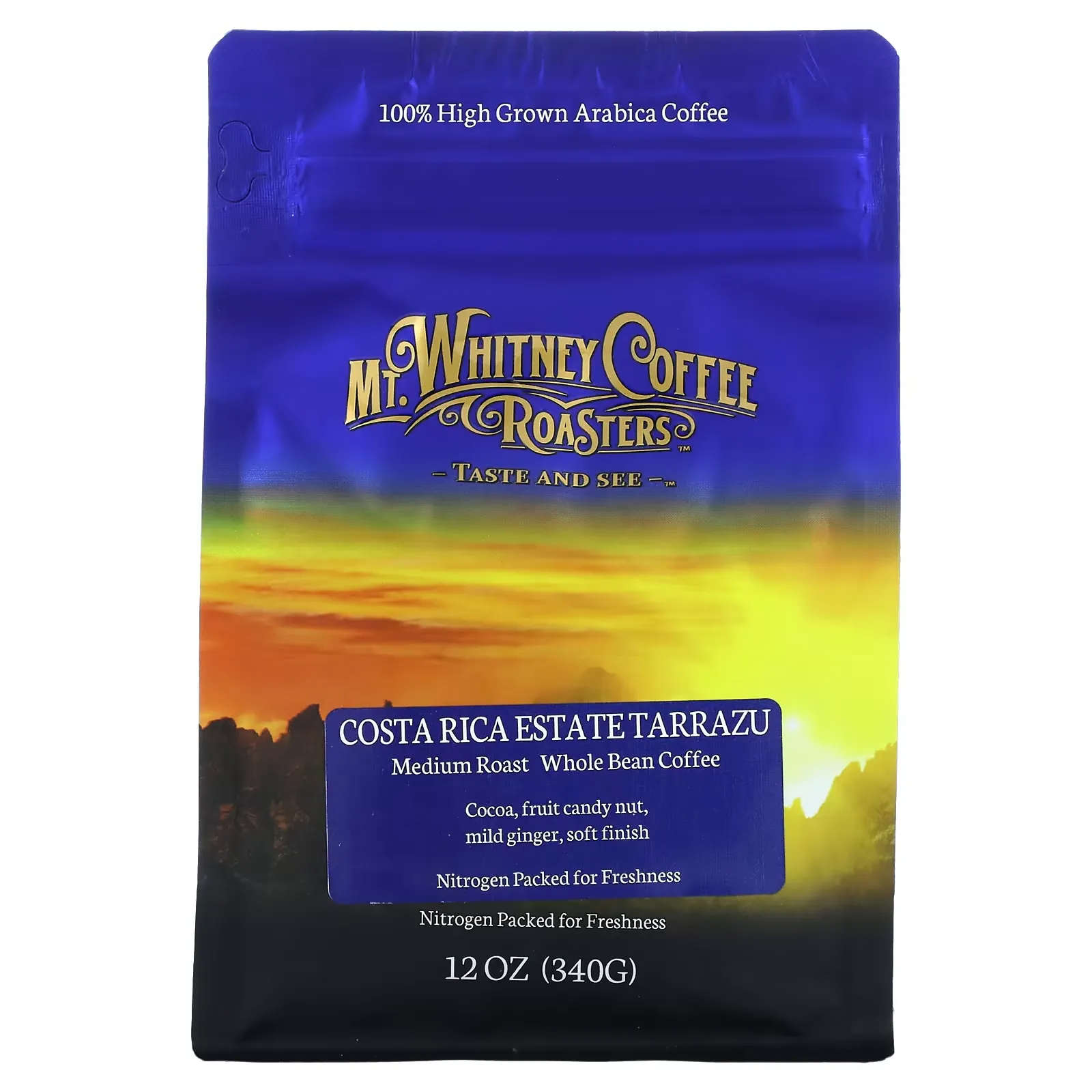 Costa Rica Estate Tarrazu, Whole Bean Coffee, Medium Roast, 12 oz (340 g)