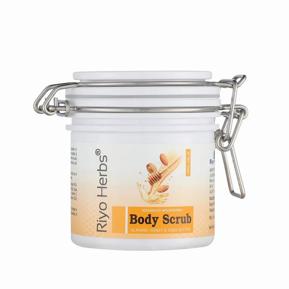 Riyo Herbs Body Scrub With Almond, Honey & Shea Butter For All skin type, 200gm