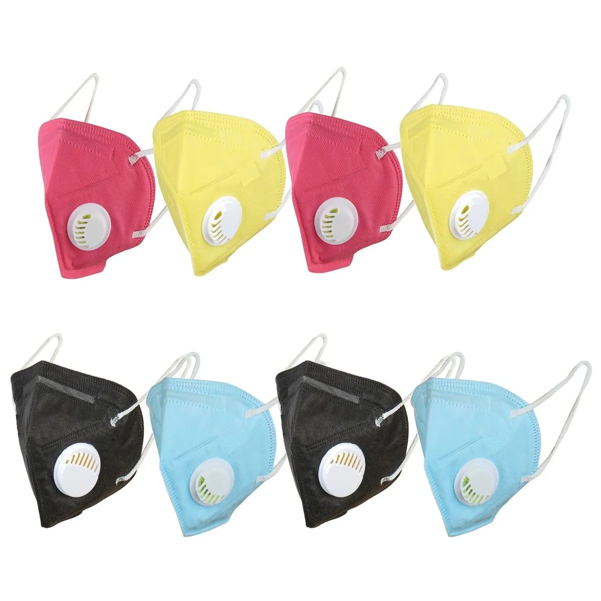 OOMPH Pack Of 8 Kn95/n95 Anti-pollution Reusable 5 Layer Mask Color: Black Pink Yellow Blue