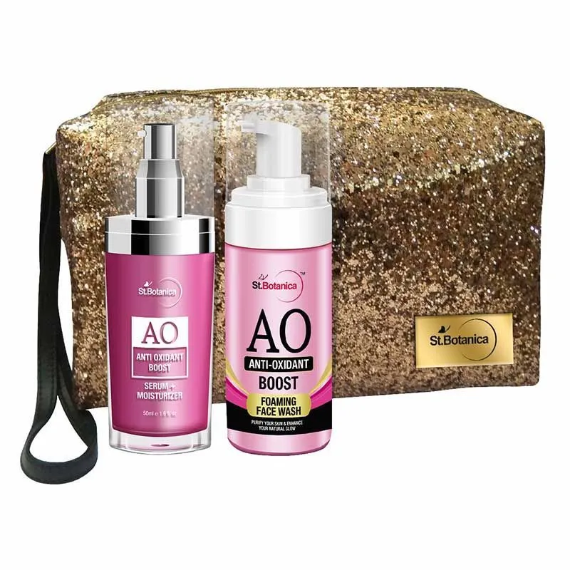 St.Botanica Anti Oxidant Boost Combo Serum + Moisturizer + Foaming Face Wash & Pouch