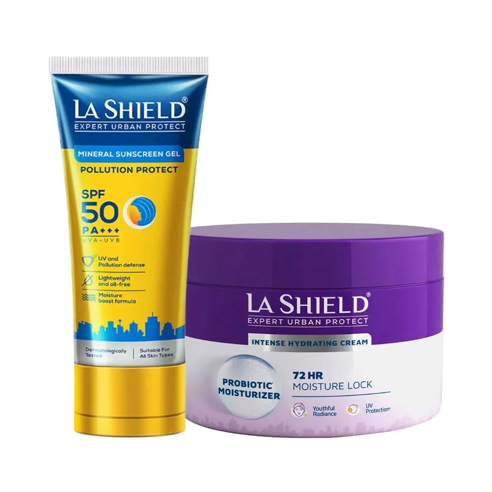 La Shield Pollution Protect Sunscreen + Probiotic Moisturizer Face Cream Combo