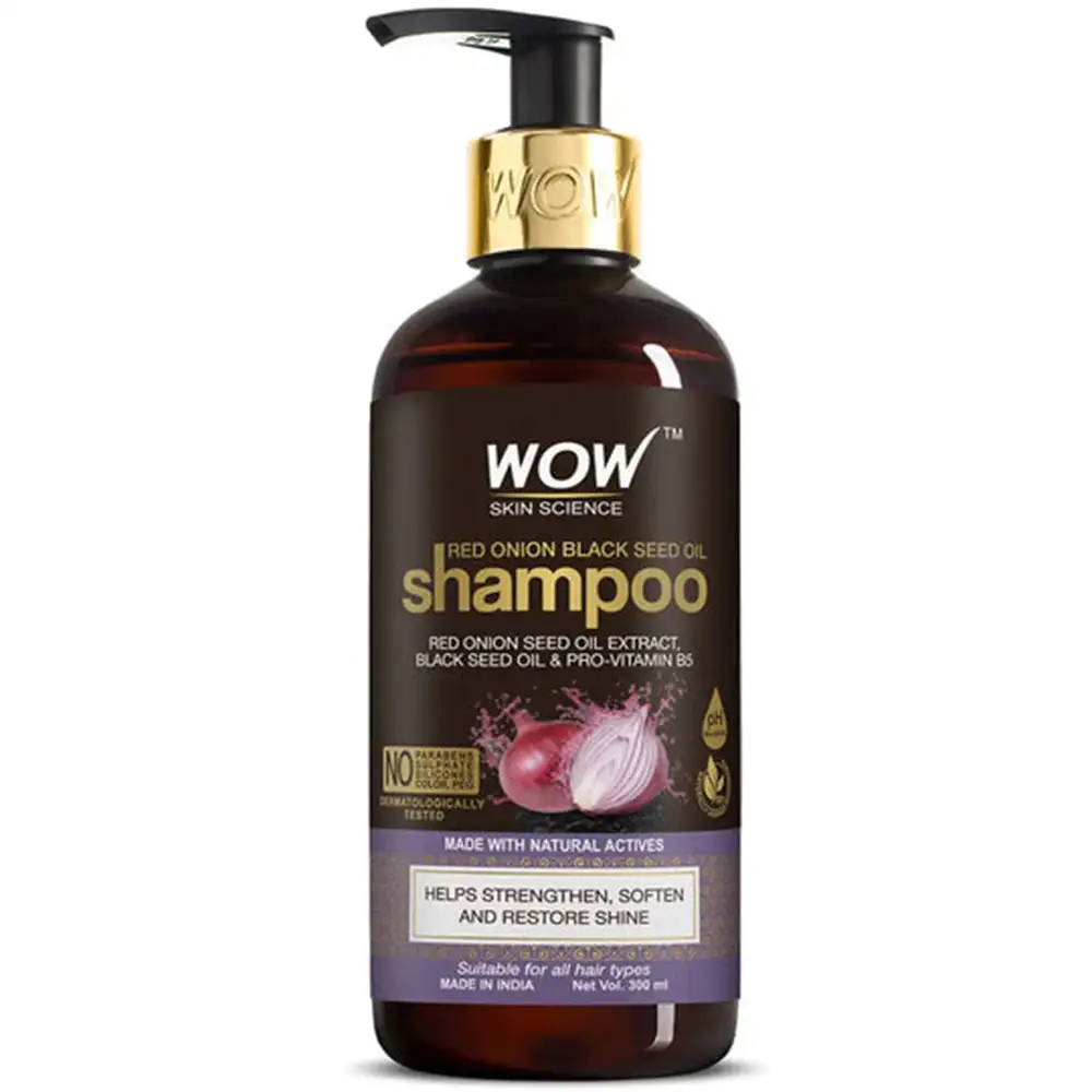 WOW Skin Science Red Onion Black Seed Oil Shampoo,  300 ml  for All Hair Types