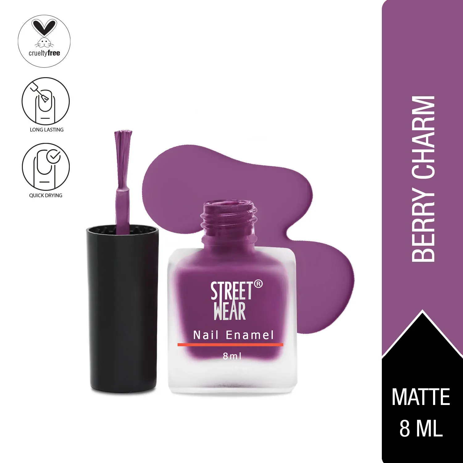 Street Wear Matte Nail Enamel Berry Charm (8 ml)