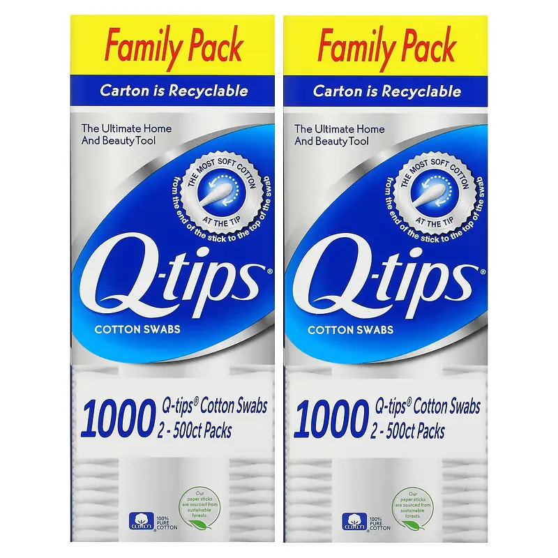 Cotton Swabs, Family Pack, 2 Pack, 500 Swabs Each