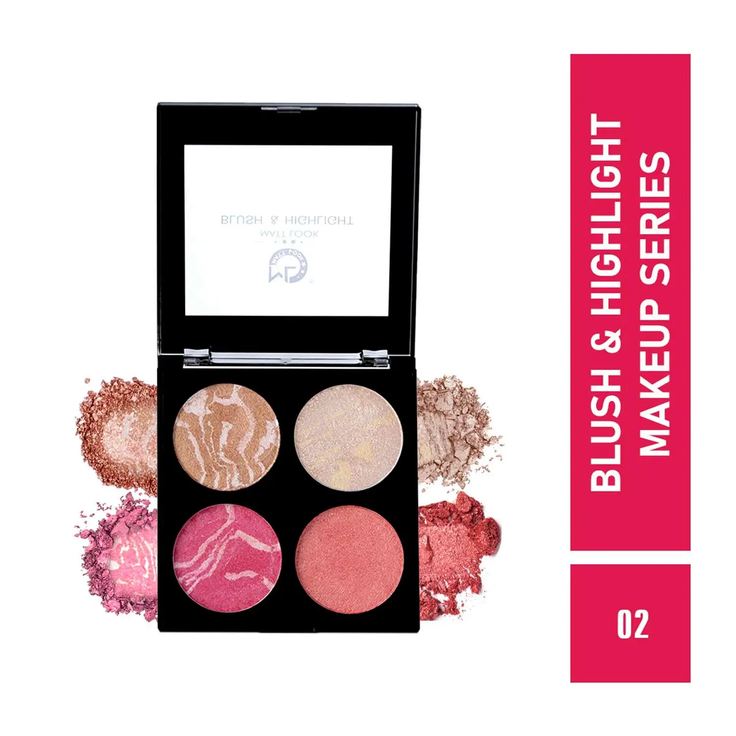 Matt look Make-up series Baked Blush & Highlight Palette, Multicolor-02 (12gm)