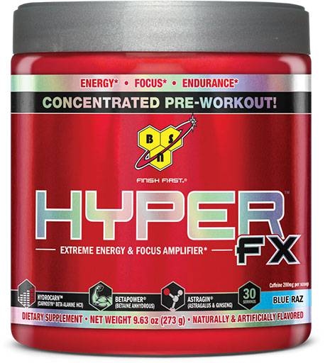 Hyper Fx Pre-Workout By BSN, Blue Raz 30 Servings