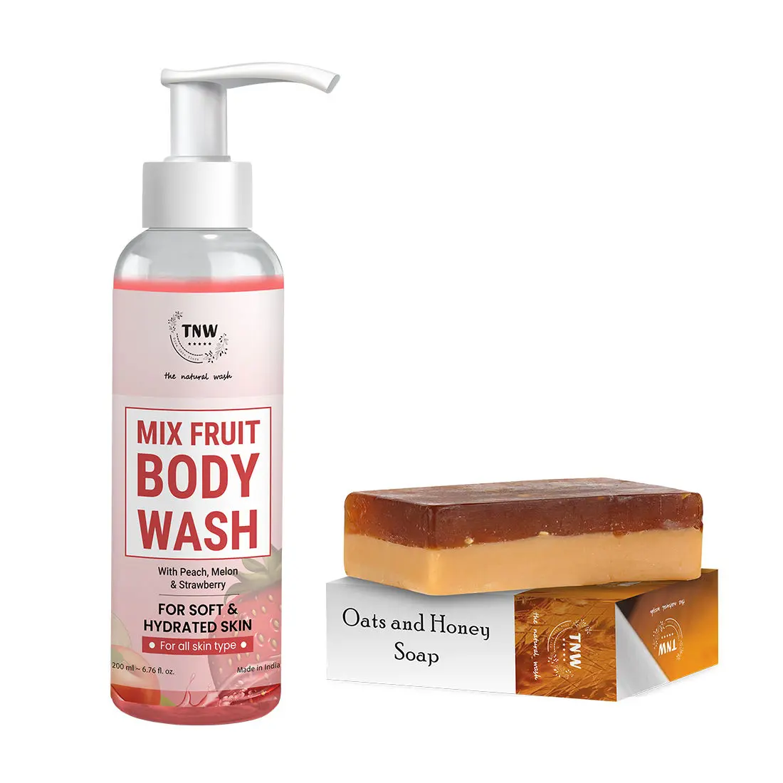 Combo of 2- Mix Fruit Body Wash 200ml + Honey & Oats Soap 100gm