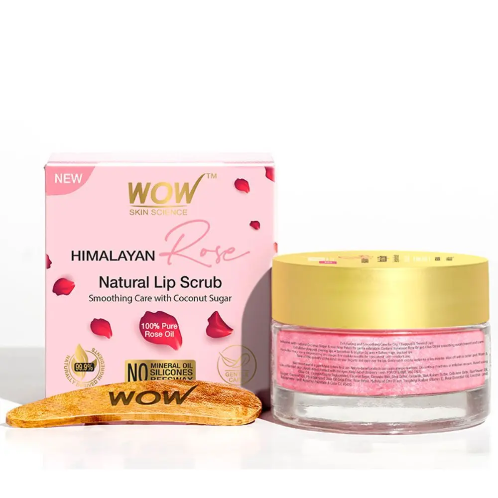WOW Skin Science Himalayan Rose Lip Scrub - Exfoliates / Smoothens Chapped & Cracked lips with 100% Natural Himalayan Pure Rose Oil - For Dry, and Tanned lips - 15g