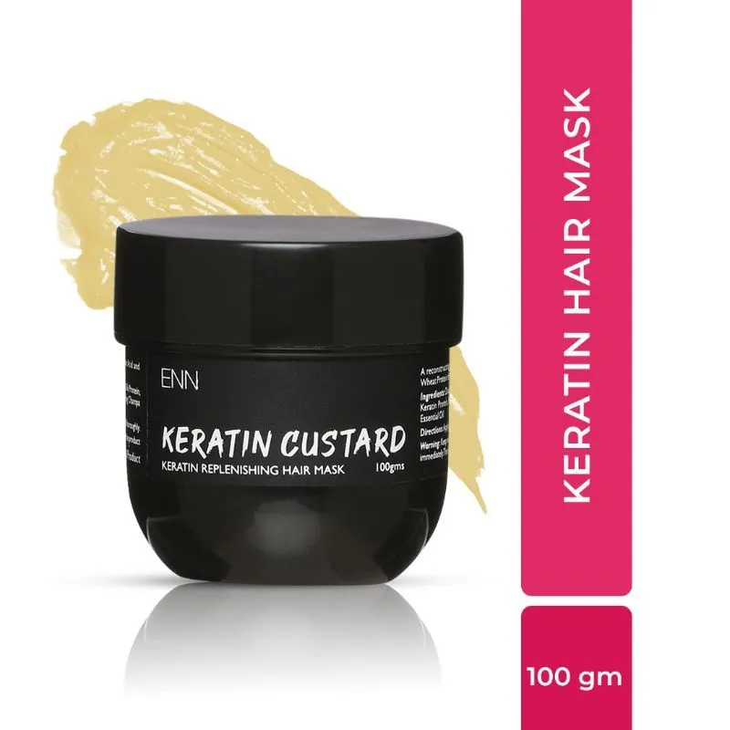 ENN Keratin Custard Replenishing Hair Mask, Hyaluronic Acid infused Hair conditioning Mask