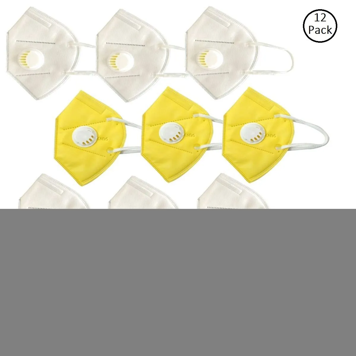 OOMPH Pack of 12 Anti-Pollution Reusable 5 Layer Mask - White Yellow