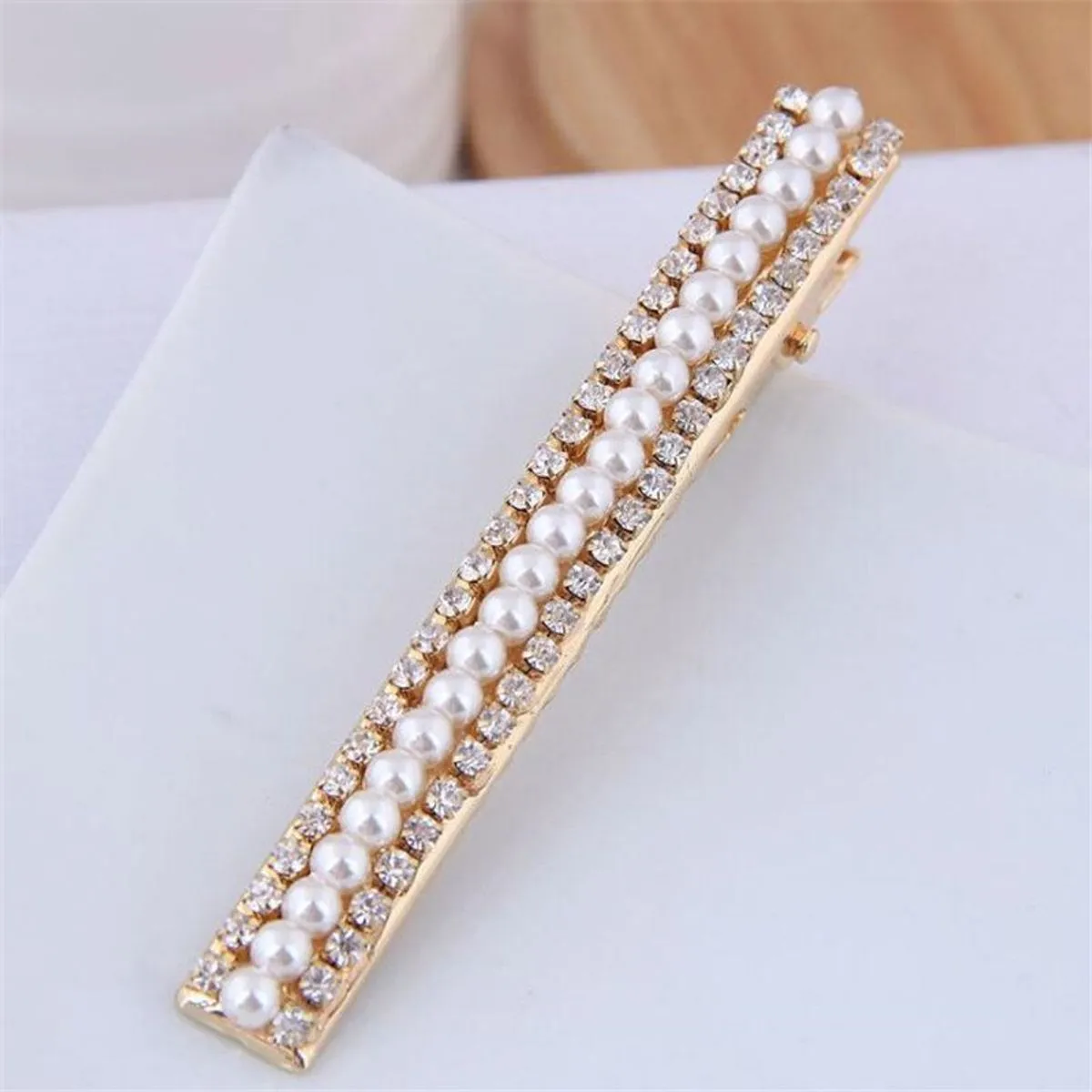 Fabula Gold Tone Crystal & Pearl Hairpin/hairclip