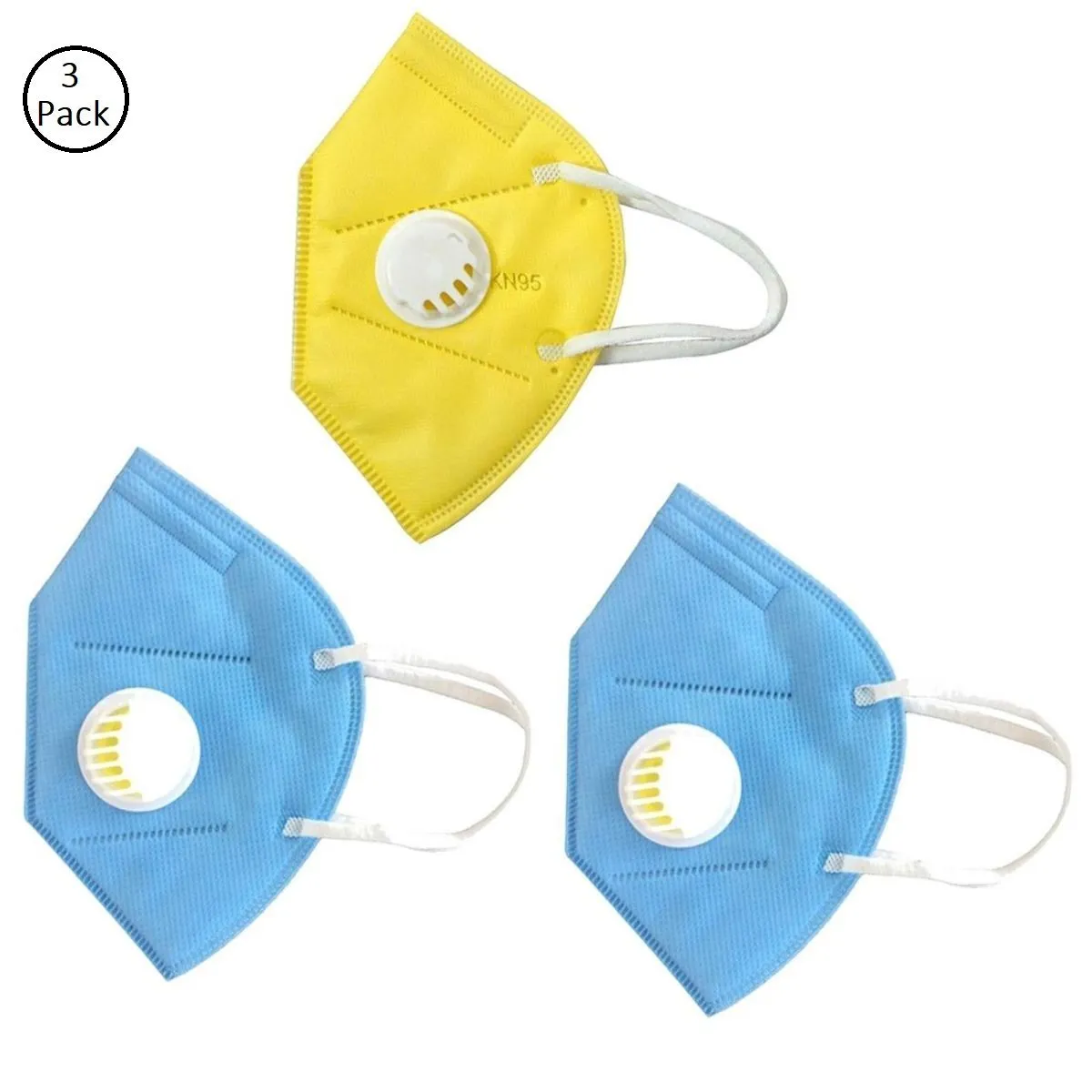 Fabula Pack Of 3 Anti-Pollution Reusable 5 Layer Mask - Blue Yellow Blue