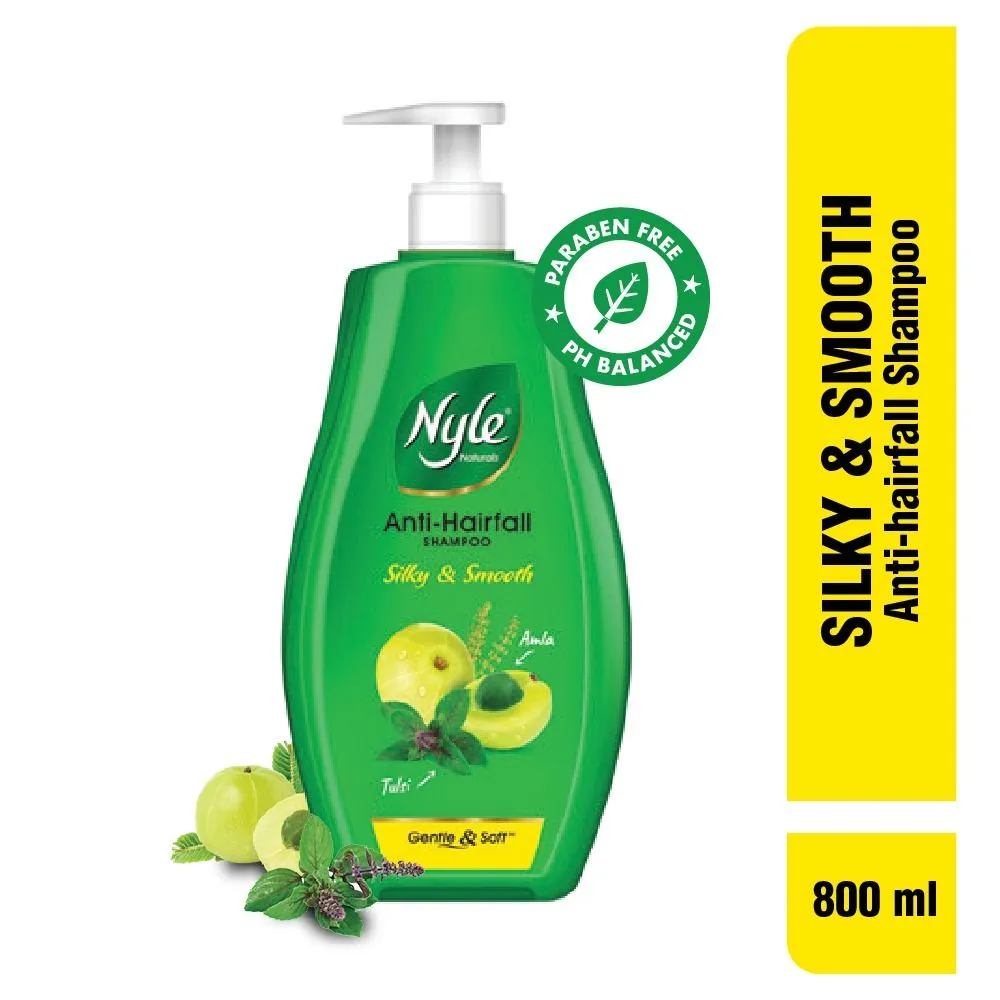 Nyle Naturals Silky & Smooth Anti Hairfall Shampoo with Goodness Of Tulsi & Amla