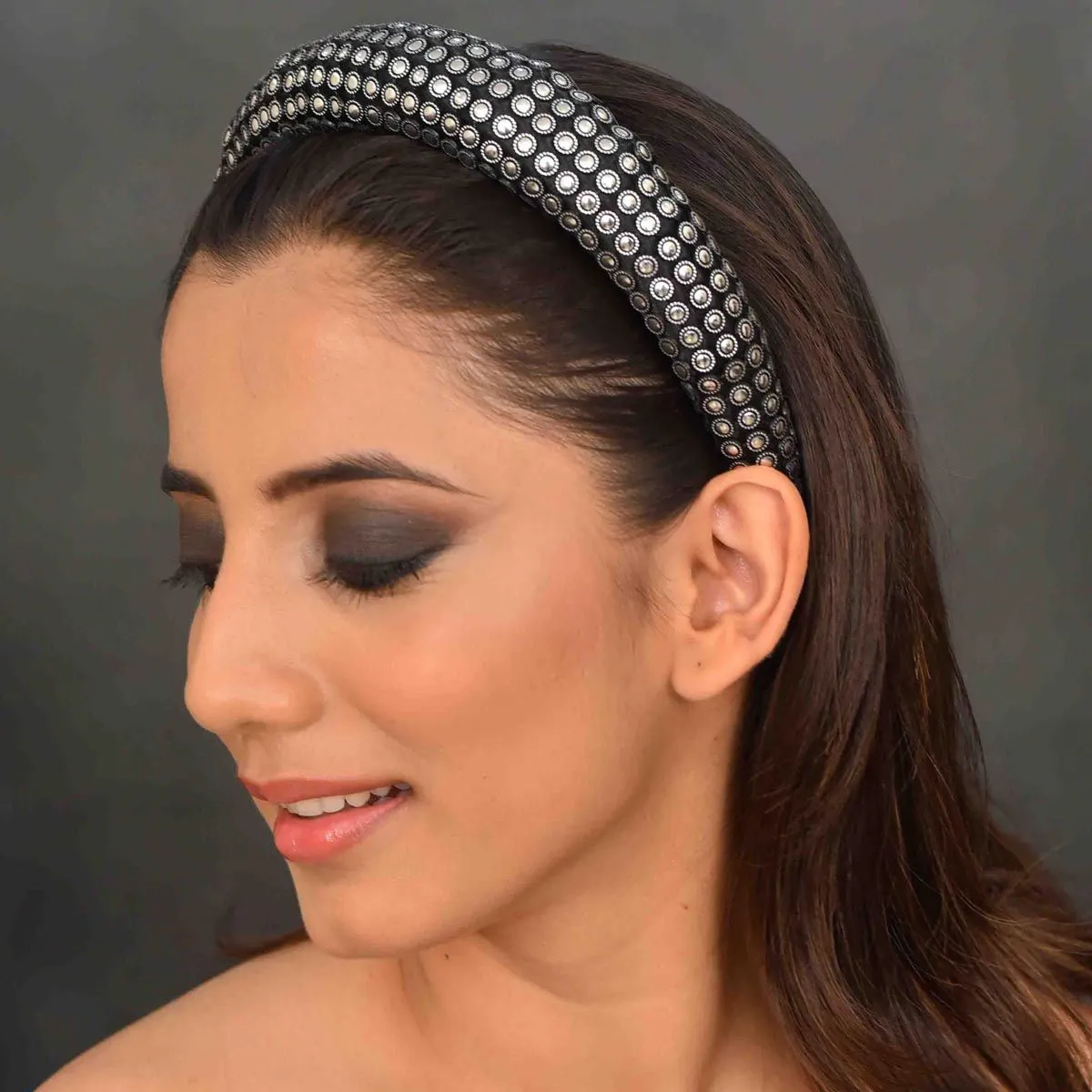 YoungWildFree Silver Dotted Padded Statement Hair Band