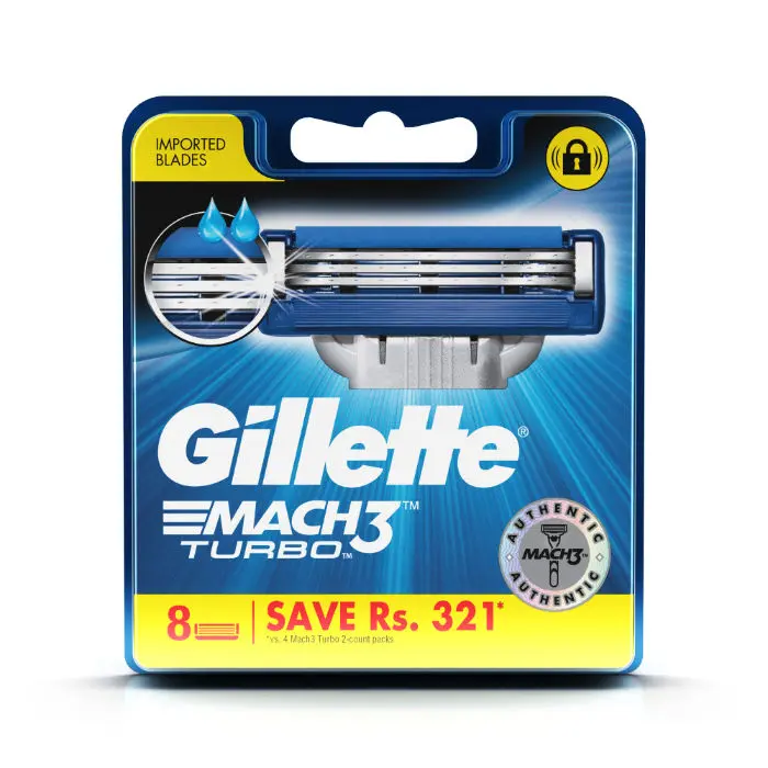 Gillette Mach 3 Turbo Manual Shaving Razor Blades - 8s Pack (Cartridge)