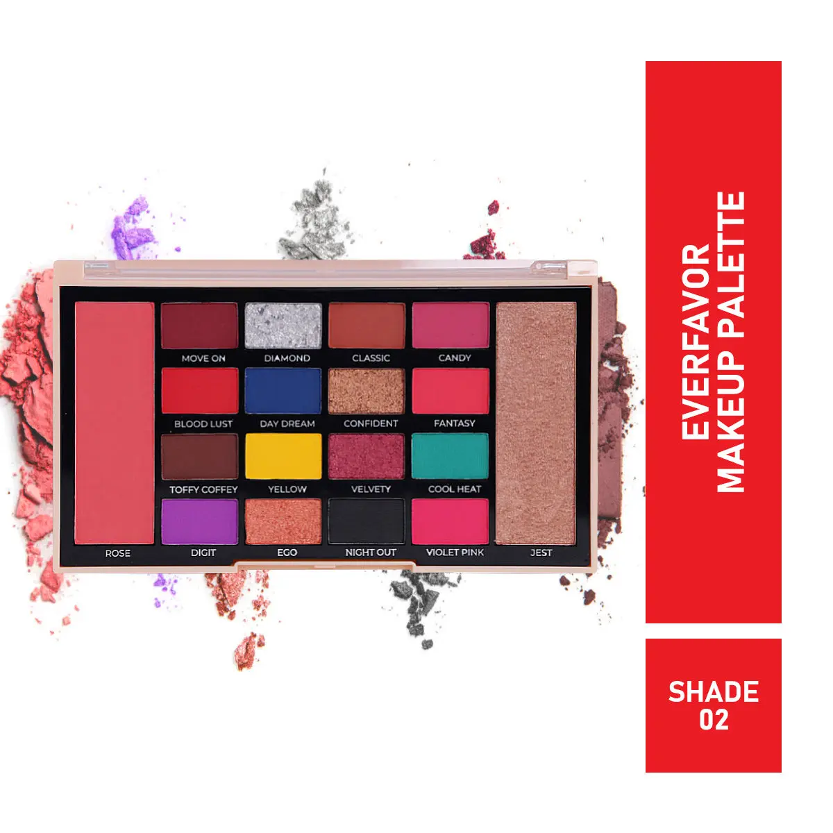 Mattlook 16 Shades Everfavor Makeup Palette Eyeshadow, Flawless Shades, Highlighter Blush Long Lasting Waterproof Blendable, Mulitcolour-02 (18.5g)