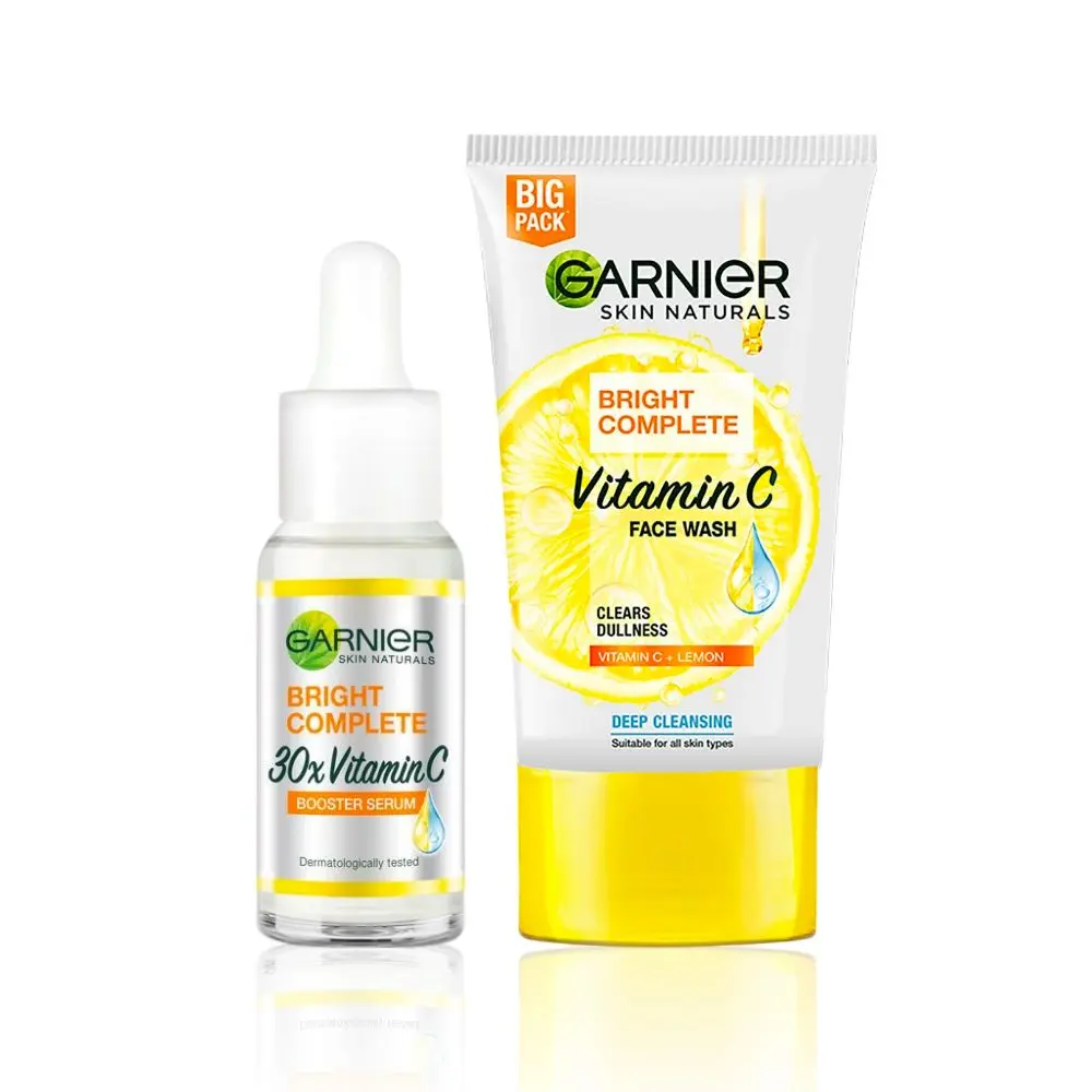 Garnier Bright Complete (Vitamin C Serum, 15 ml + Bright Complete Facewash, 150g) - Combo Pack