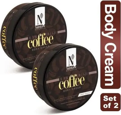 NutriGlow NATURAL'S Set of 2 Raw Irish Coffee Body Cream For Intensive Nourishment, 200 gm each