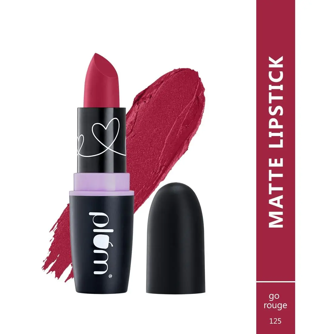 Plum Matterrific Lipstick | Highly Pigmented | Nourishing & Non-Drying |Go Rouge - 125 (Raspberry Pink)