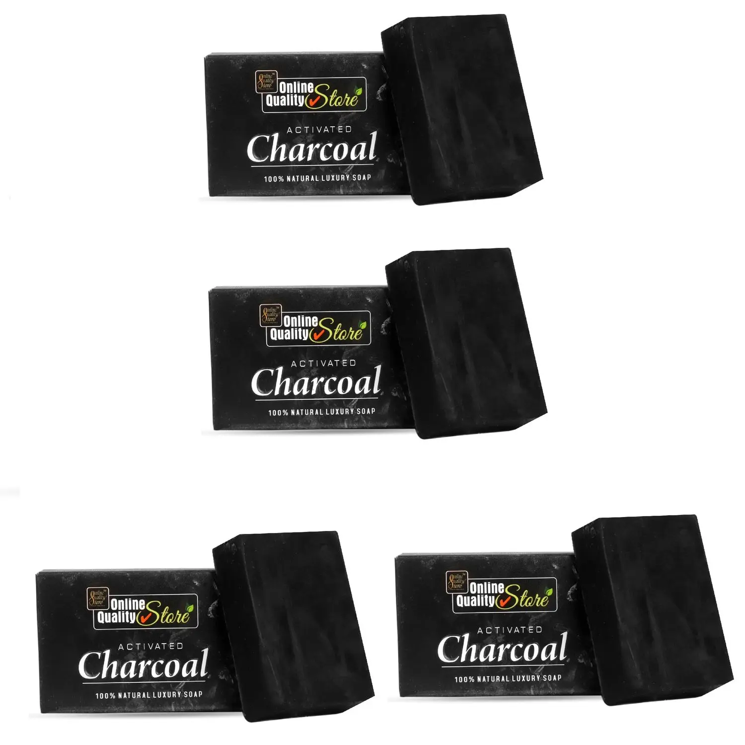 Online Quality Store Activated Charcoal Soap for face and Body Wash 4 x 100 g |Activated Charcoal Bath Soap for Deep Clean bath Soap|Chemical Free {Charcoal_Soap_4}