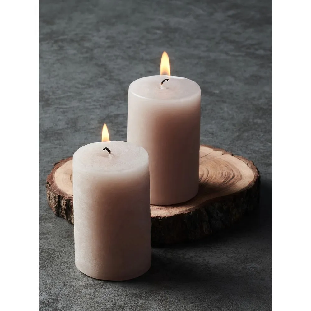 Pure Home + Living Grey Set of 2 Textured Pillar Candle