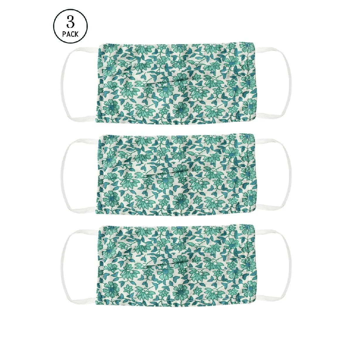 Bellofox 3-Ply Green Amelia Cotton Face Mask (Pack Of 3)