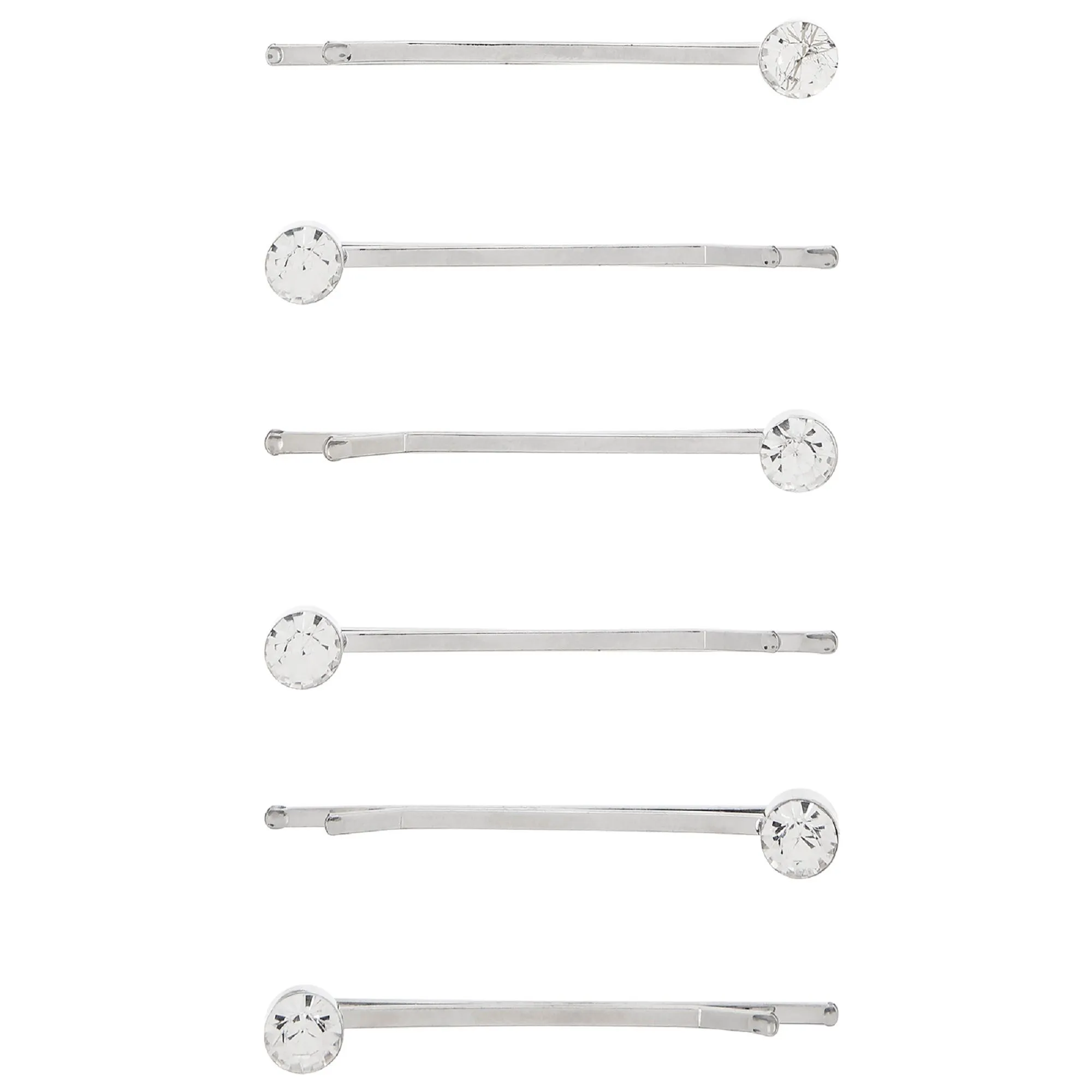 Accessorize London Women's Silver Set of 6 Single Stone hair Clip