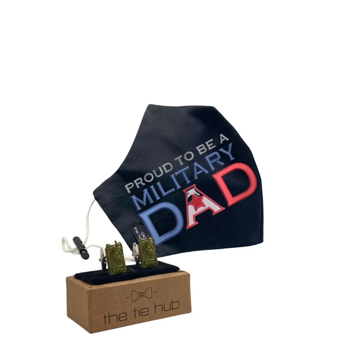 The Tie Hub Mil DAD Face Mask with Military Tank Cufflinks