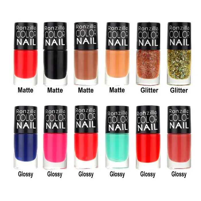 Ronzille Color Nail Premium Long Lasting Nail Paint Quick Dry 6 ml Each Pack of 12 (Combo A)