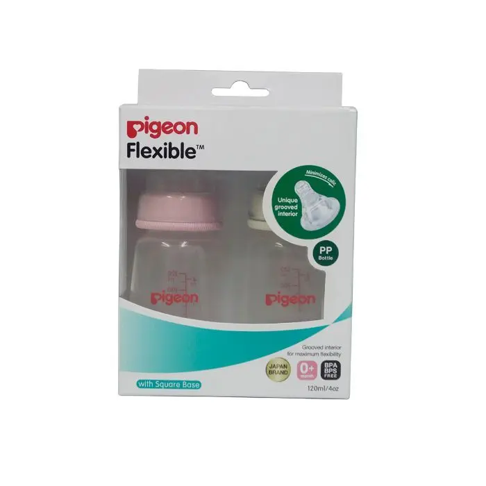 Pigeon Peristaltic Nursing Bottle Twin Pack Kpp (120 ml) (Pink & White) Nipple S