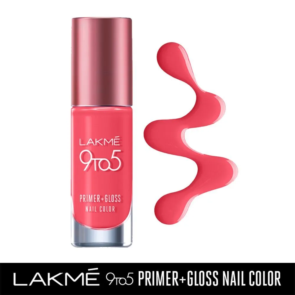 Lakme 9 To 5 Primer + Gloss Nail Colour - Pink Flash