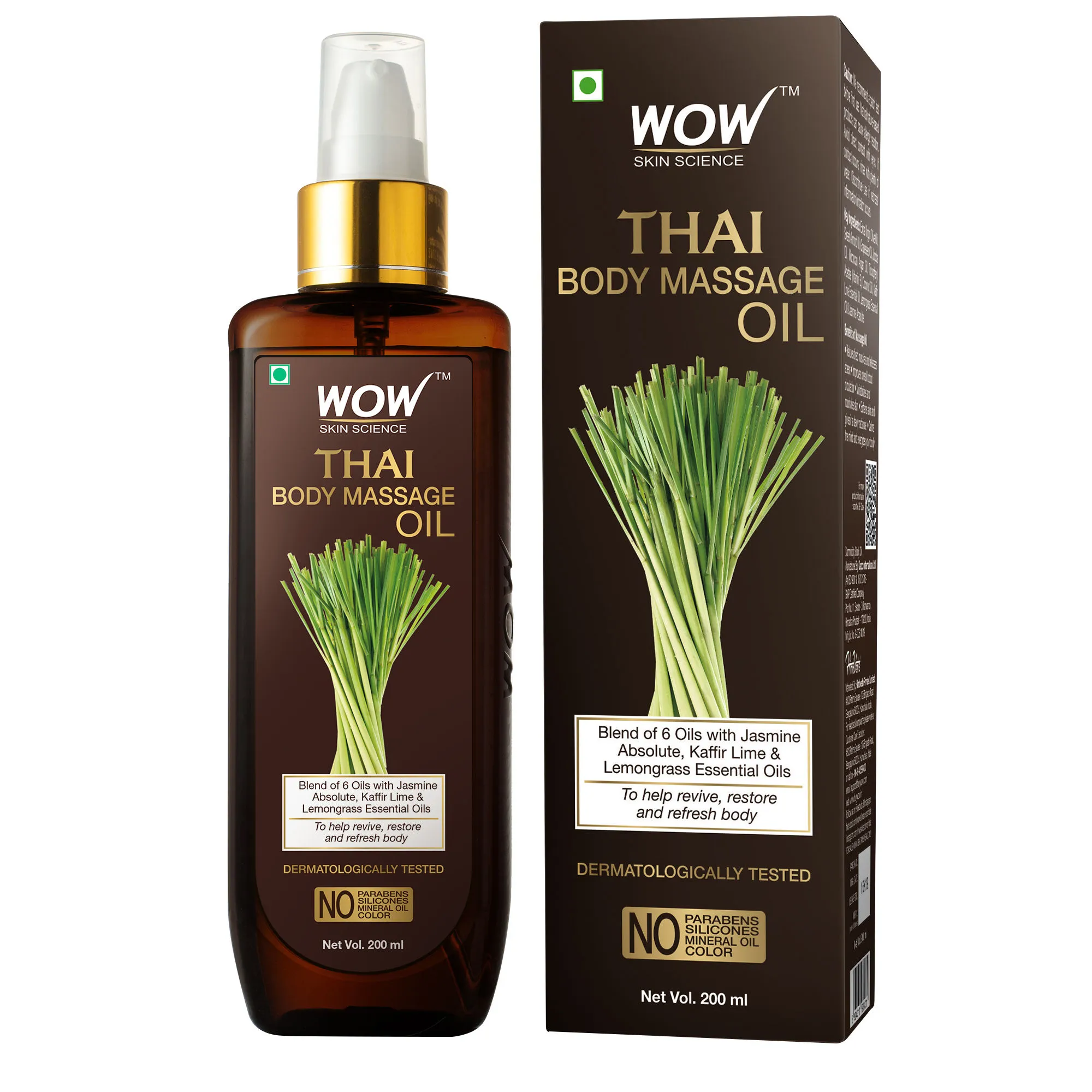 WOW Skin Science Thai Body Massage Oil - 200ml