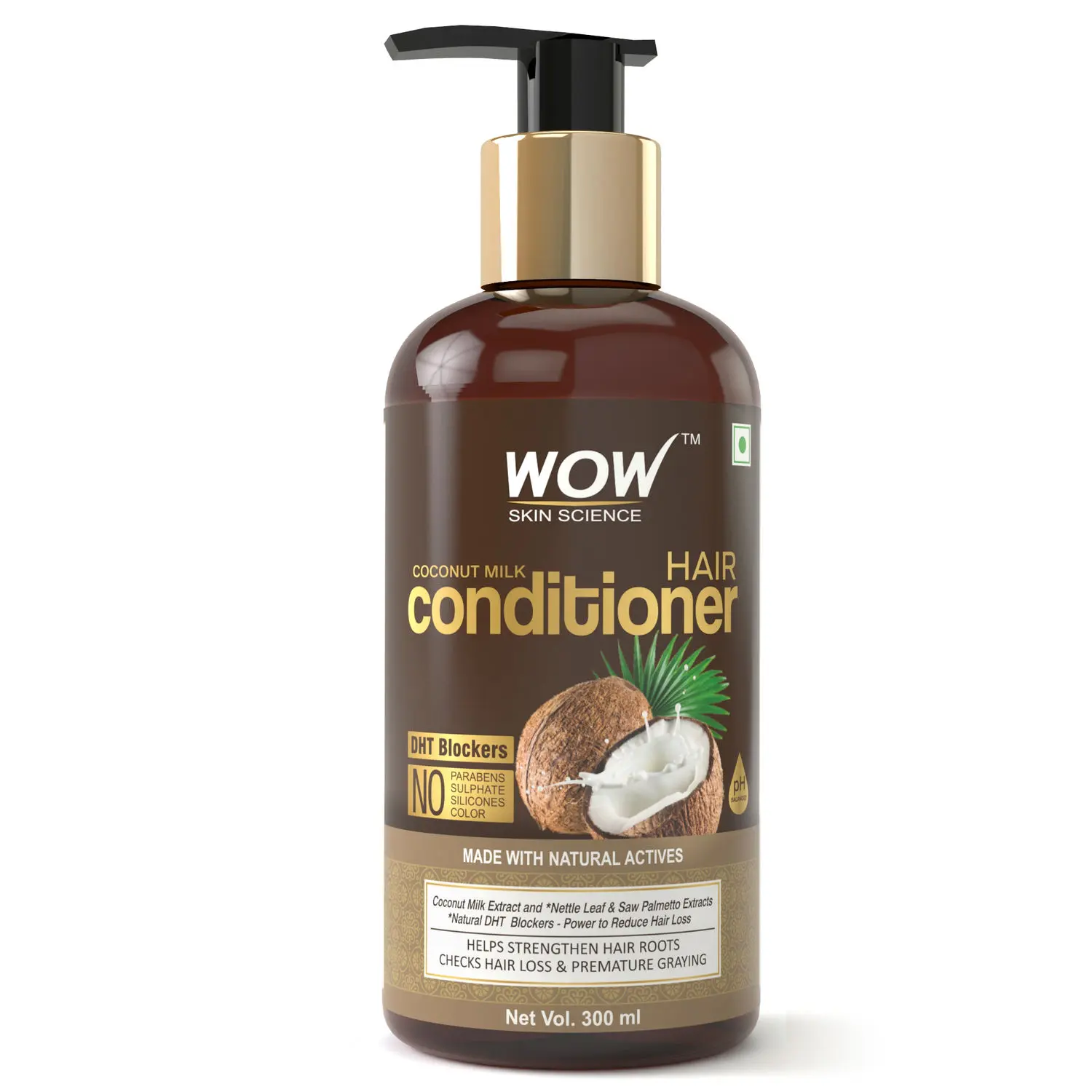 WOW Skin Science Coconut Milk Conditioner - No Parabens,Minerals Silicones,& Color -with DHT BLOCKERS -300mL