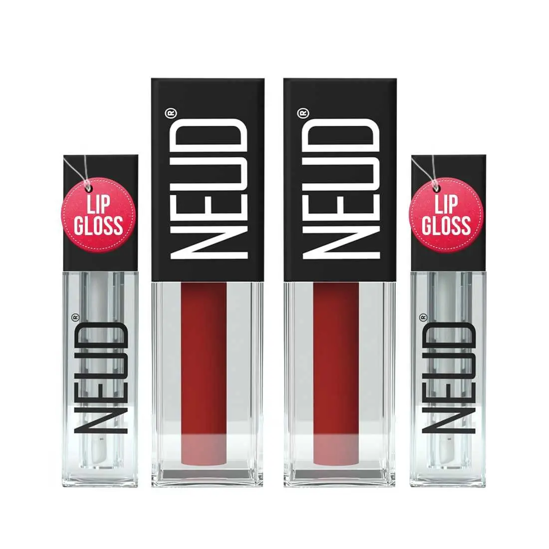 NEUD Matte Liquid Lipstick Perfect Pout with Jojoba Oil, Vitamin E and Almond Oil - Smudge Proof 12-hour Stay Formula with Free Lip Gloss - 2 Packs