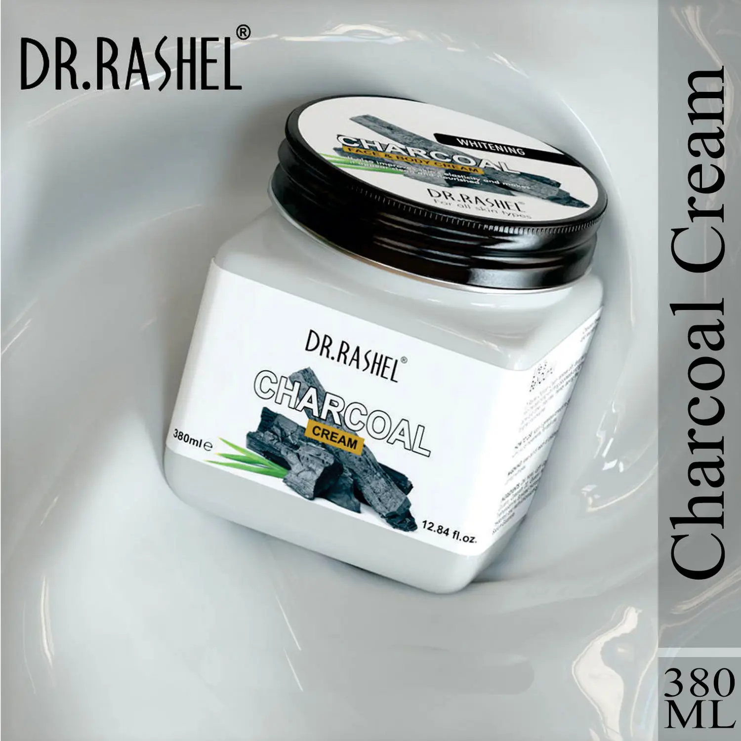 Dr.Rashel Whitening Charcoal Face And Body Cream For All Skin Types (380 ml)