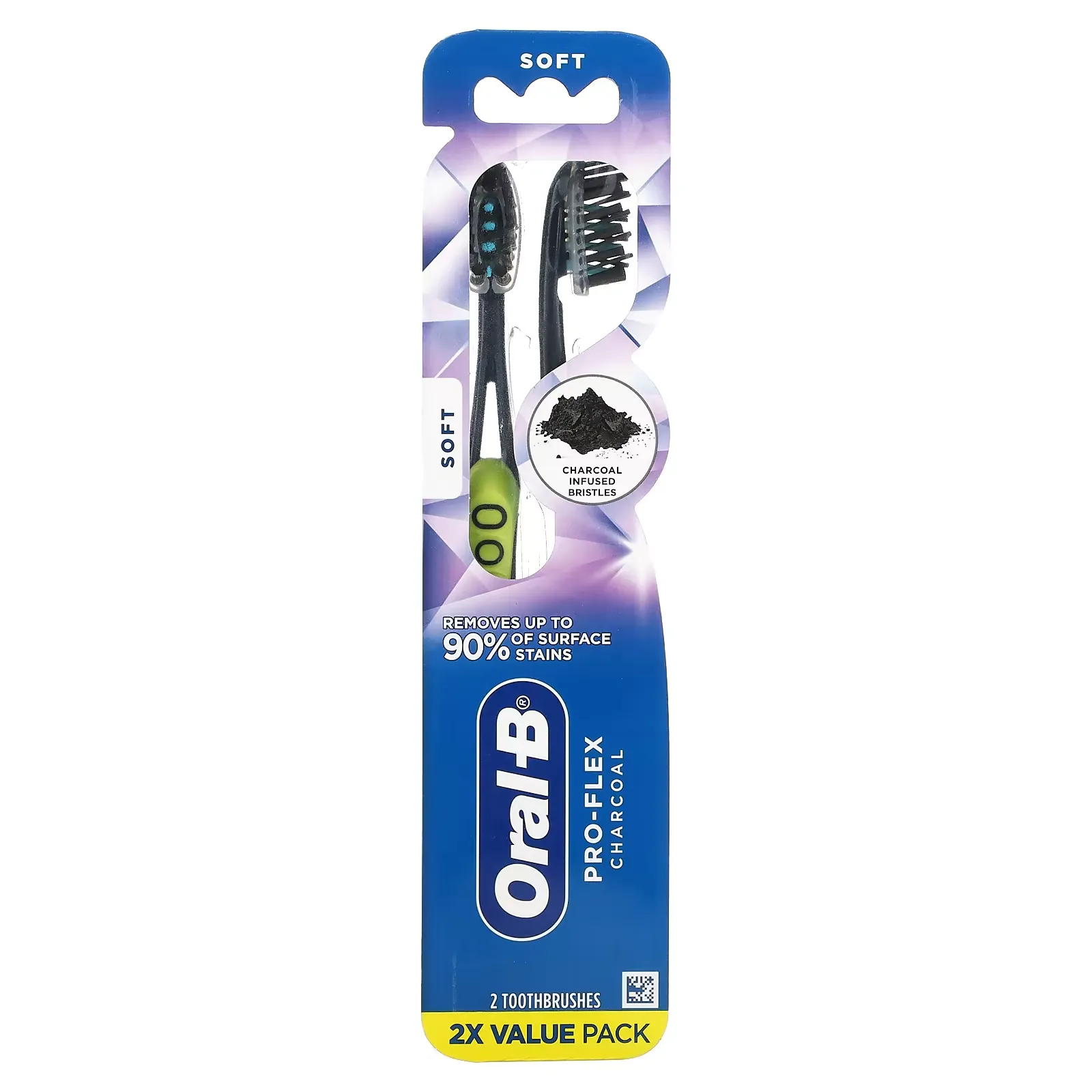 Pro-Flex Charcoal Toothbrush, Soft, 2 Pack